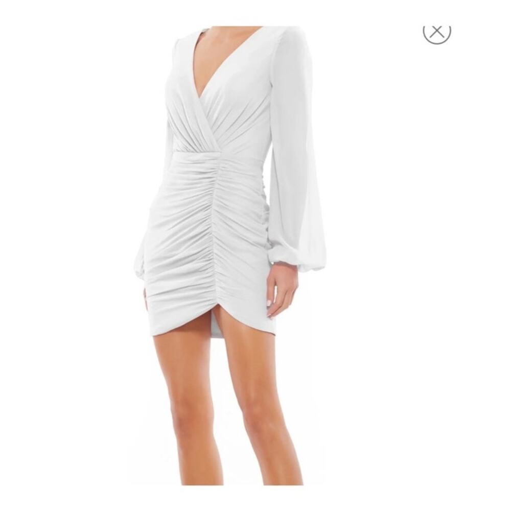 NWT Ieena for Mac Duggal Ruched Dress 8 White ASO The Bachelor Bride Wedding